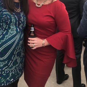 Maroon bell sleeve dress